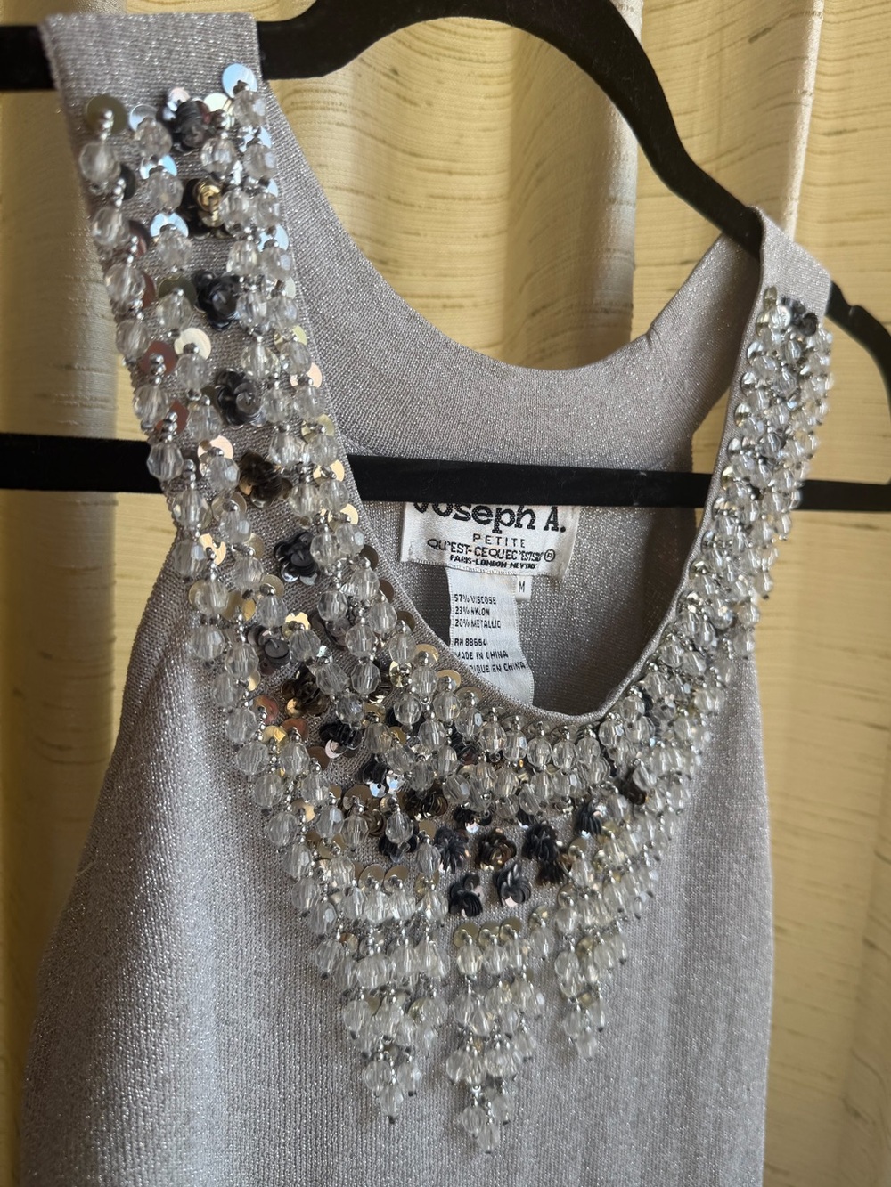 Joseph A. Petite Silver Beaded Embellished Knit Tank - Picture 3 of 7